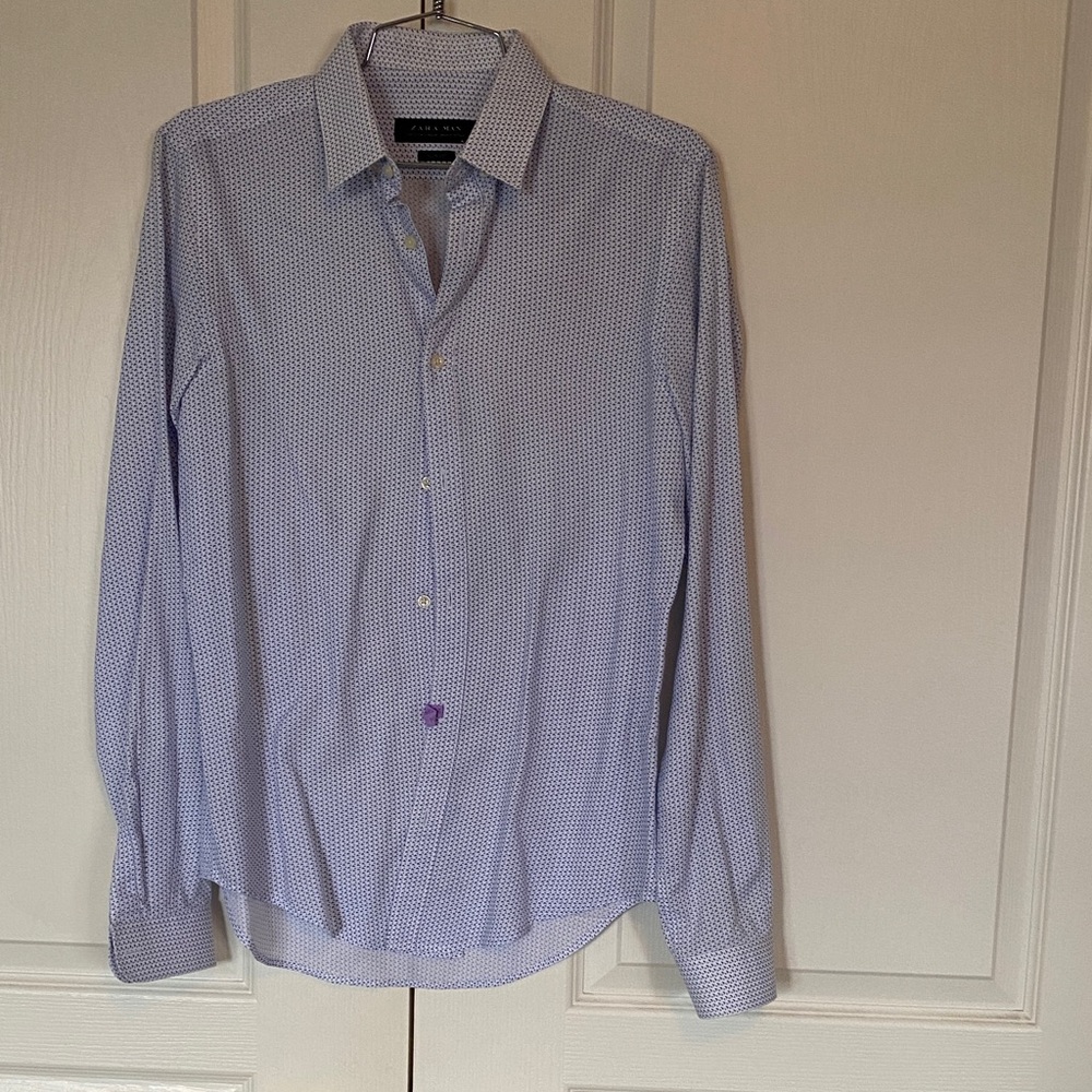 Zara Light Blue Patterned Dress Shirt
